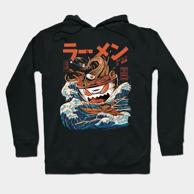 The black Great Ramen Hoodie by Ilustrata